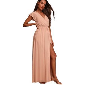 LULUS Lost in the Moment Blush Maxi Dress M NWT